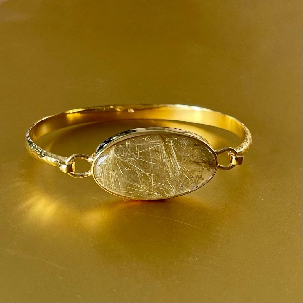 Rutilated Quartz Bracelet | Gold Vermeil Band | Mala Elements