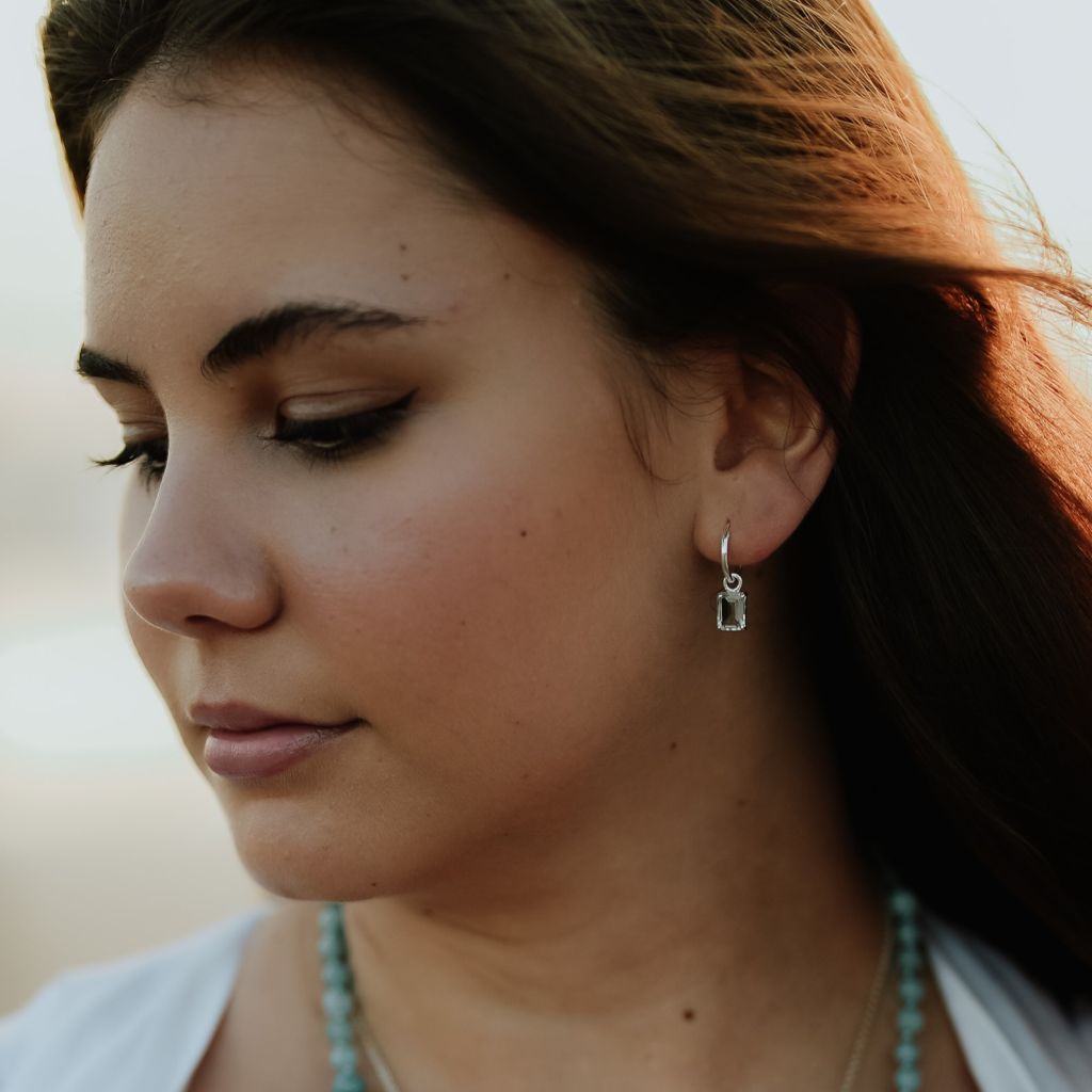 Green Hoop Earrings | Amethyst Hoop Earrings | Mala Elements