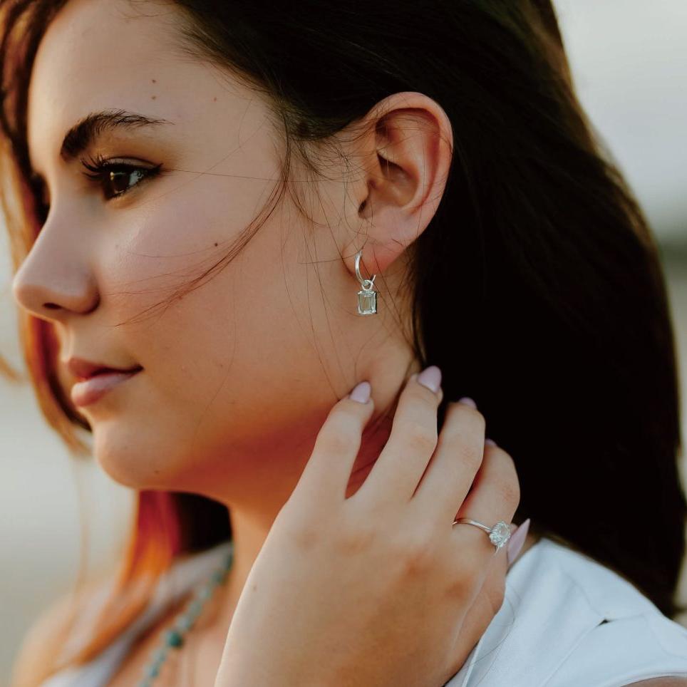 Green Hoop Earrings | Amethyst Hoop Earrings | Mala Elements