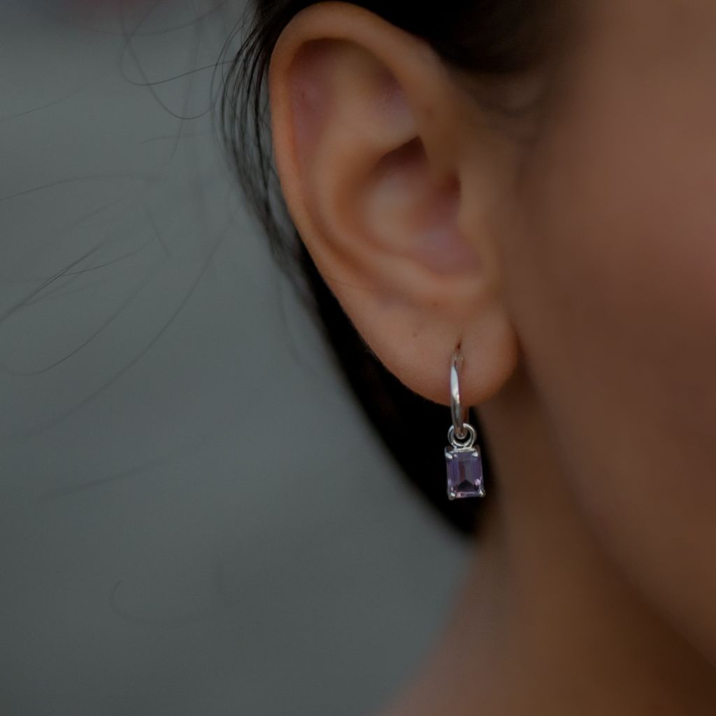 Amethyst Hoop Earrings | Light Hoop Earrings | Mala Elements