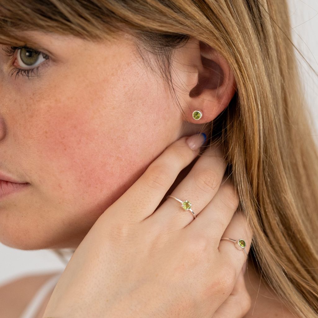 Peridot Stud Earrings | Fine Stud Earrings | Mala Elements