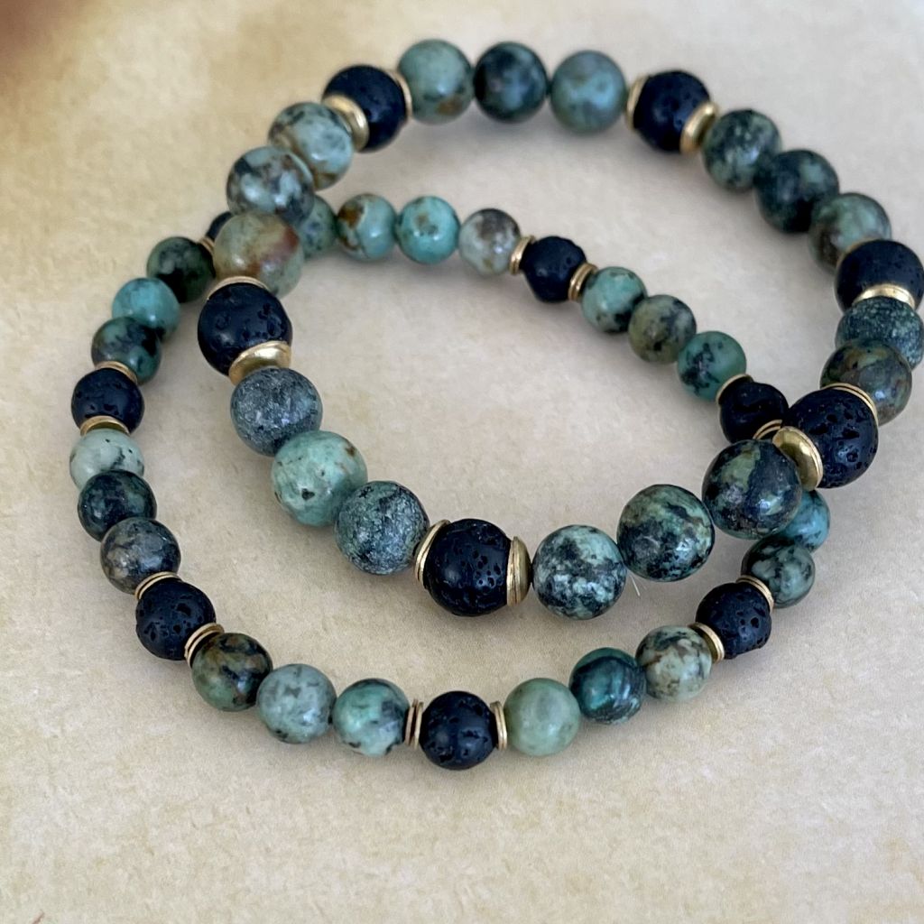 Unisex Turquoise Bracelets | Lava and African Bracelet | Mala Elements