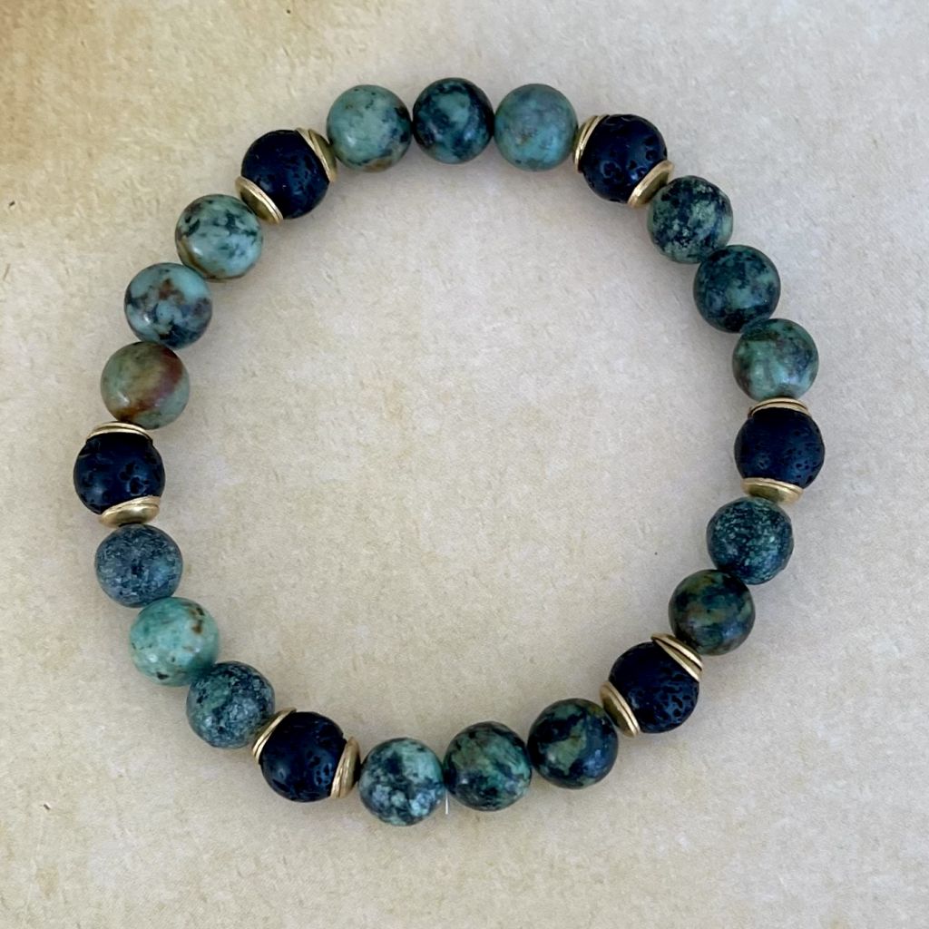 Unisex Turquoise Bracelets | Lava and African Bracelet | Mala Elements