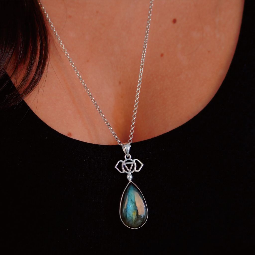 Labradorite Chakra Pendant | Third Eye Chakra Pendant | Mala Elements
