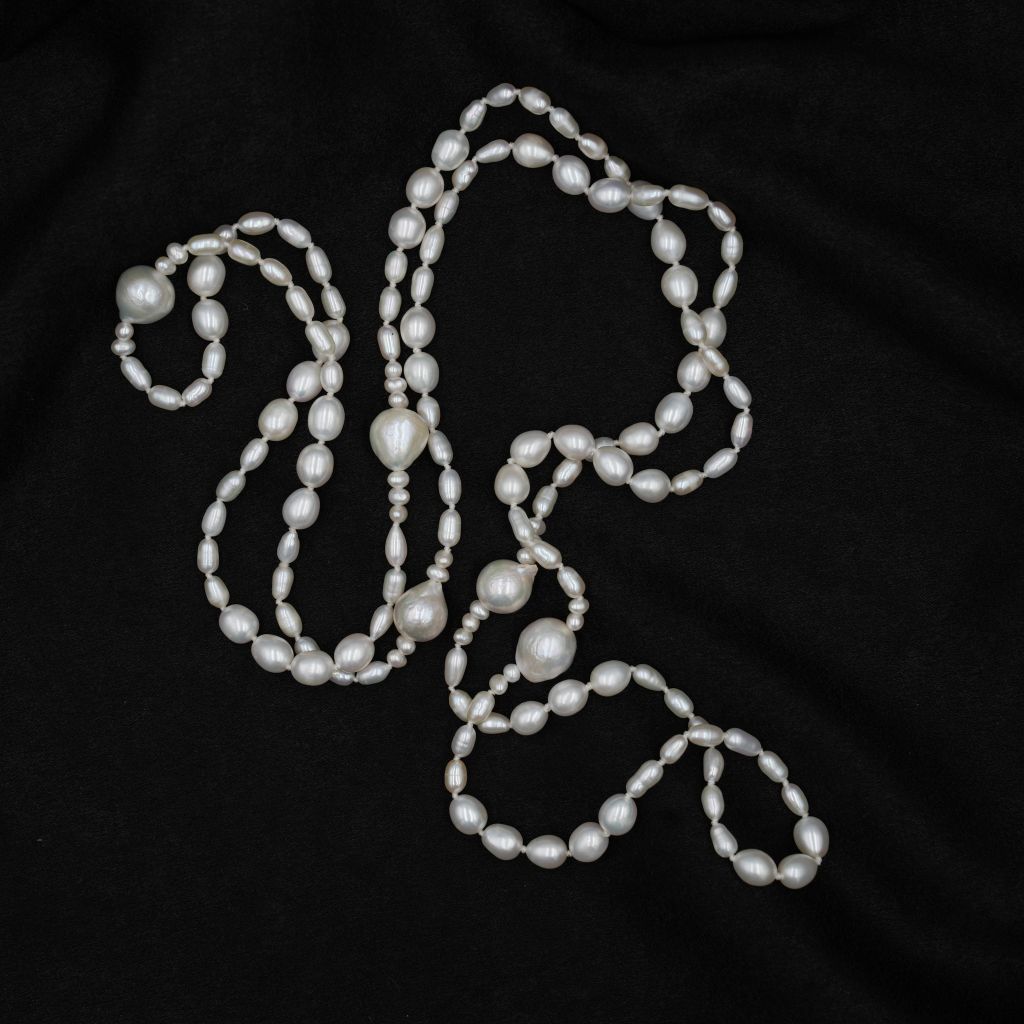Long Pearl Necklace | Luxurious Pearl Necklace | Mala Elements