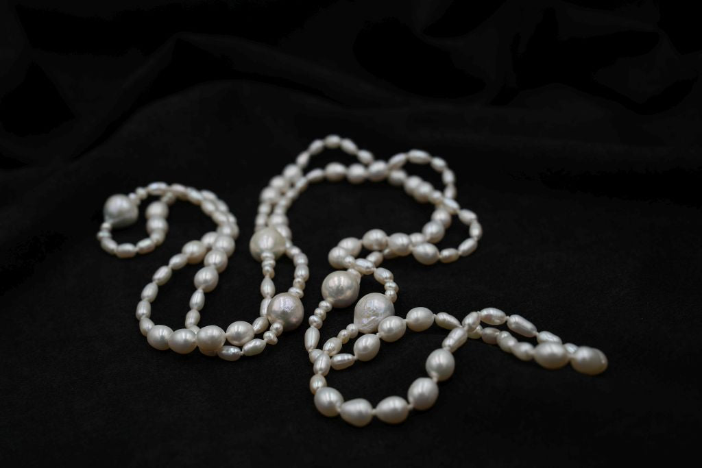 Long Pearl Necklace | Luxurious Pearl Necklace | Mala Elements