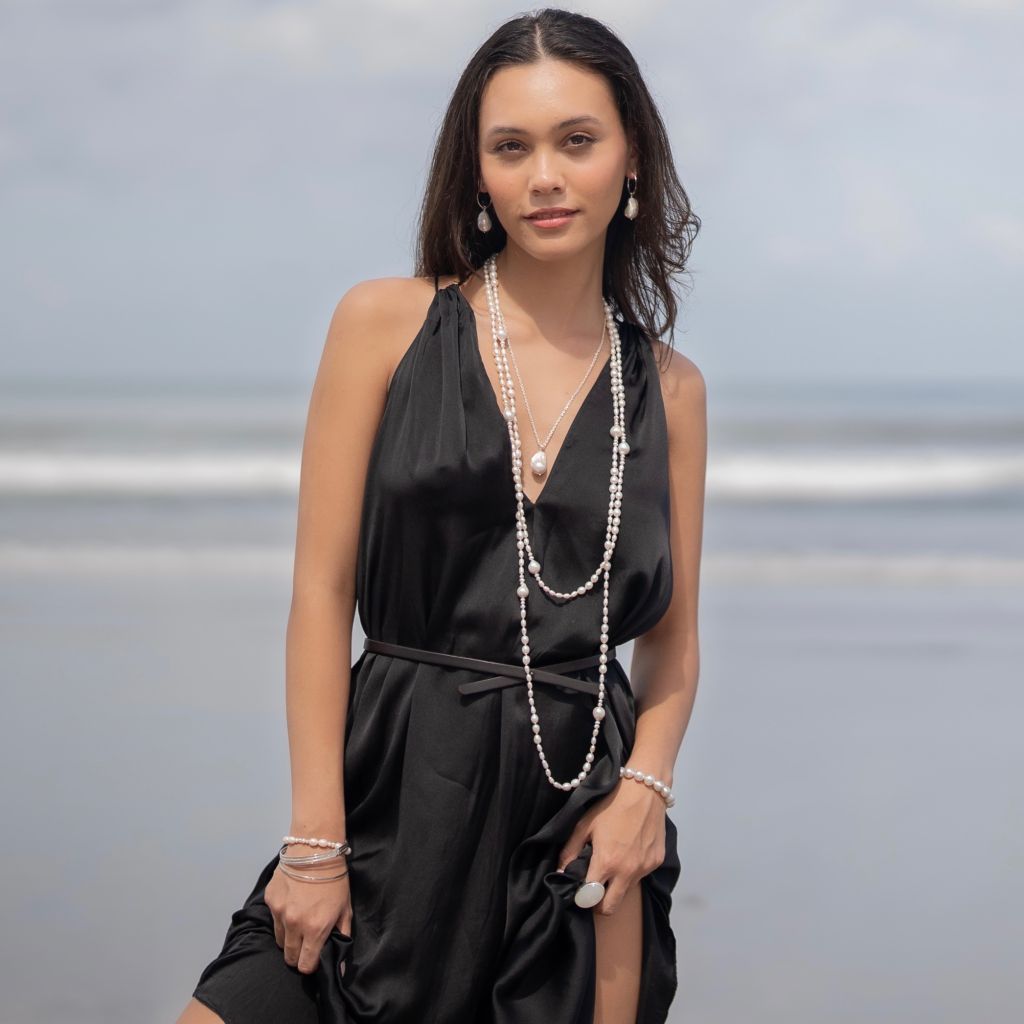 Long Pearl Necklace | Luxurious Pearl Necklace | Mala Elements