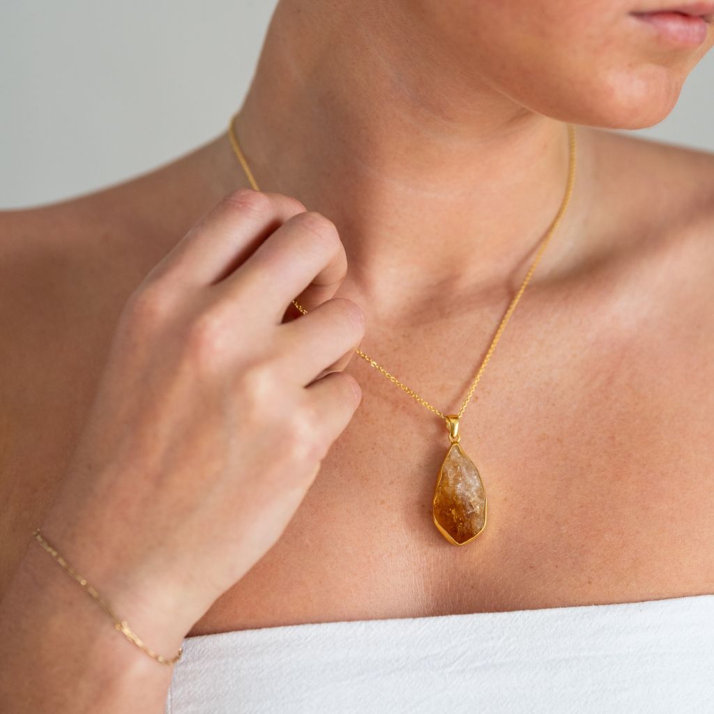 Amethyst Crystal Pendants | Citrine and Amethyst Chain | Mala Elements