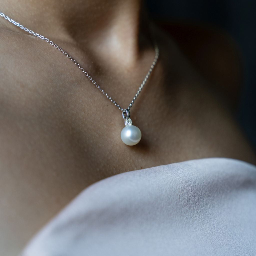 South Sea Pearls Necklace | Sara Diamond Pendant | Mala Elements