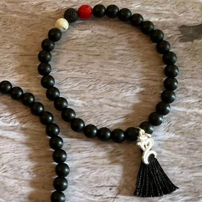 Black Moonstone Bracelet | Tri Datu Bracelet | Mala Elements