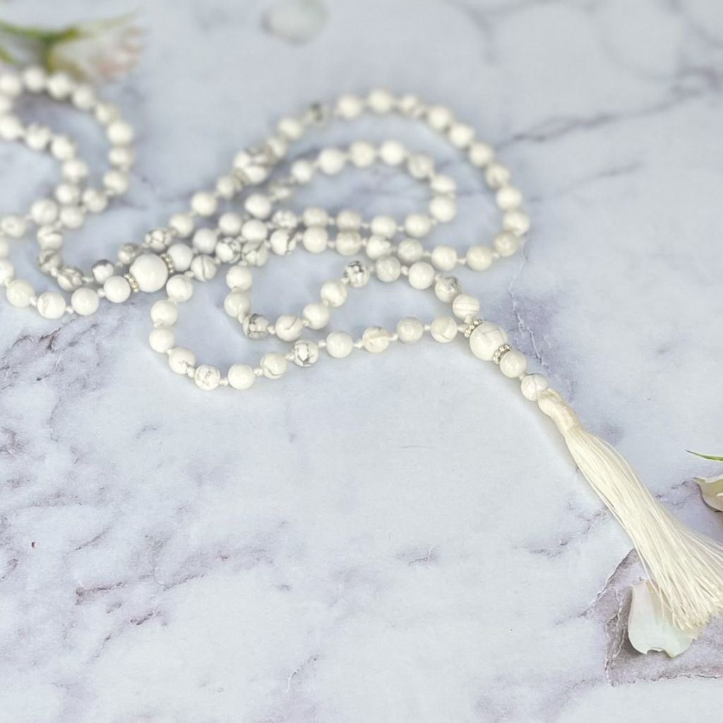 Howlite Bead Necklace | 33 Bead Bracelet | Mala Elements