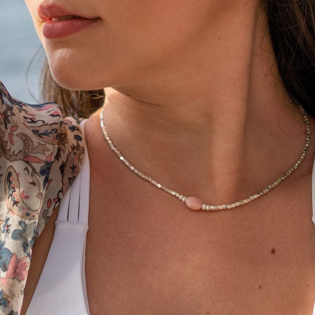 Pink Opal Necklace | Pink Opal Riley Necklace | Mala Elements