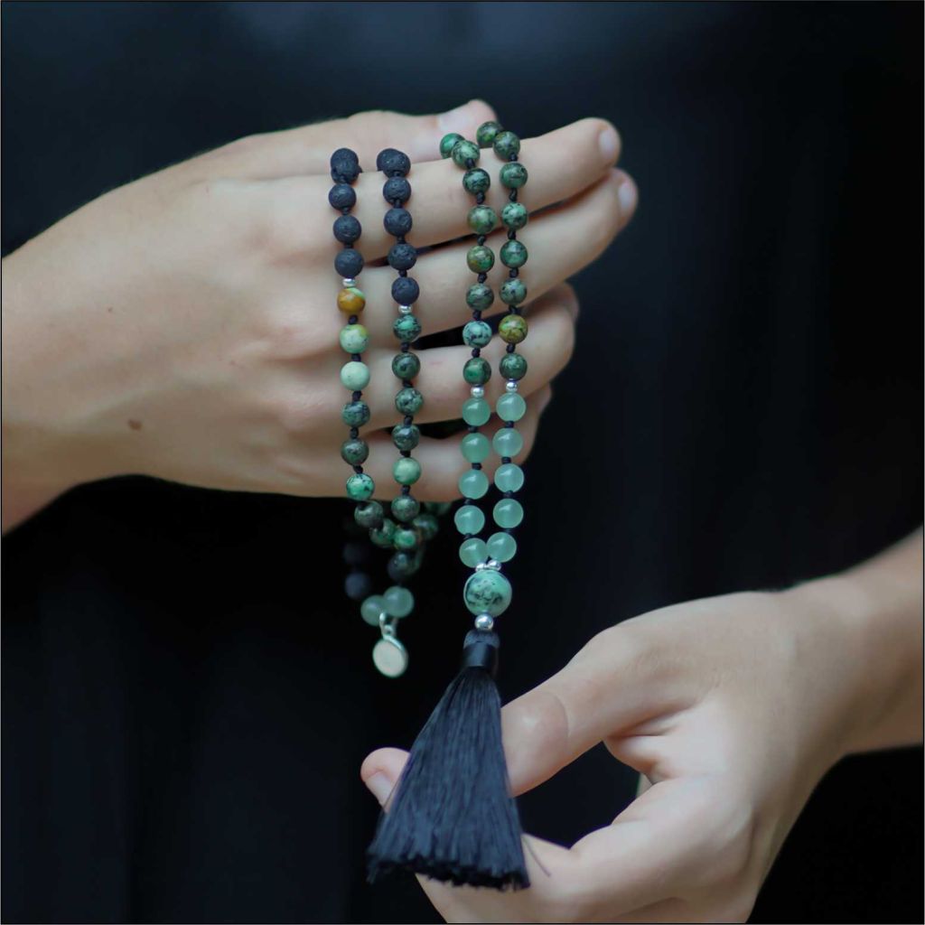 African Turquoise Bead Necklace | Mala Elements