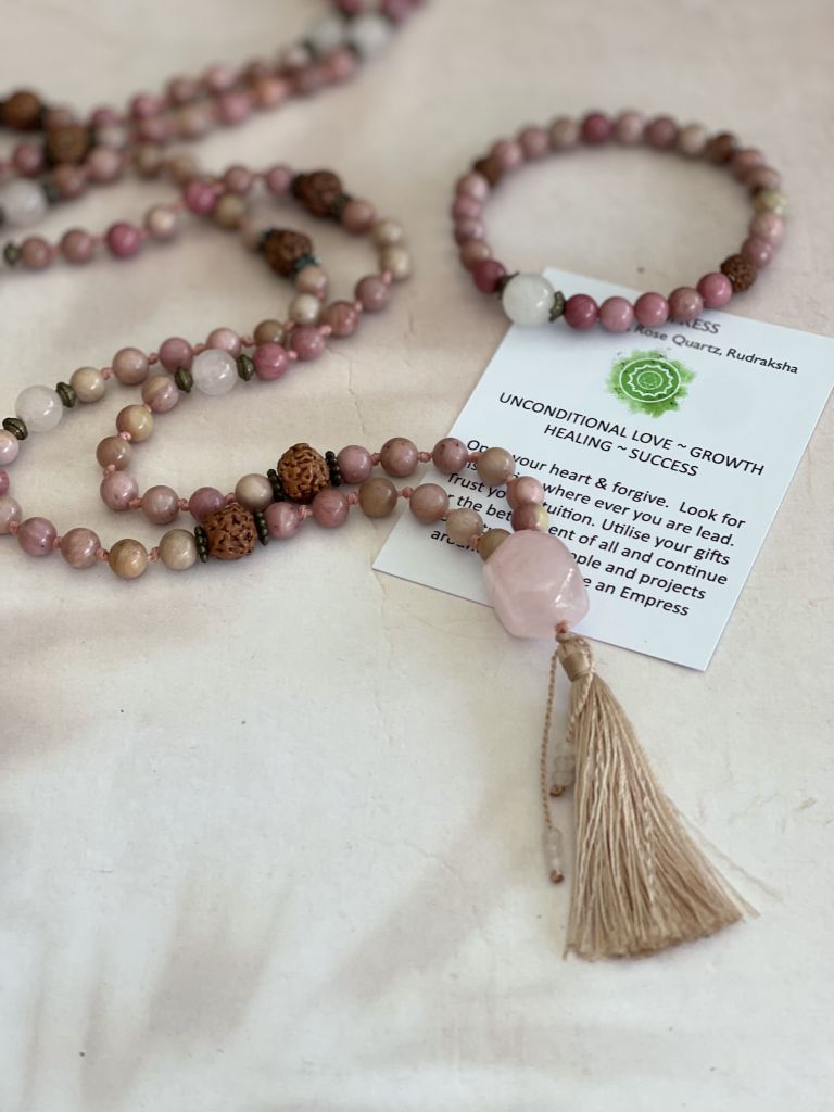 Rose Quartz Mala Necklace | Mala Elements