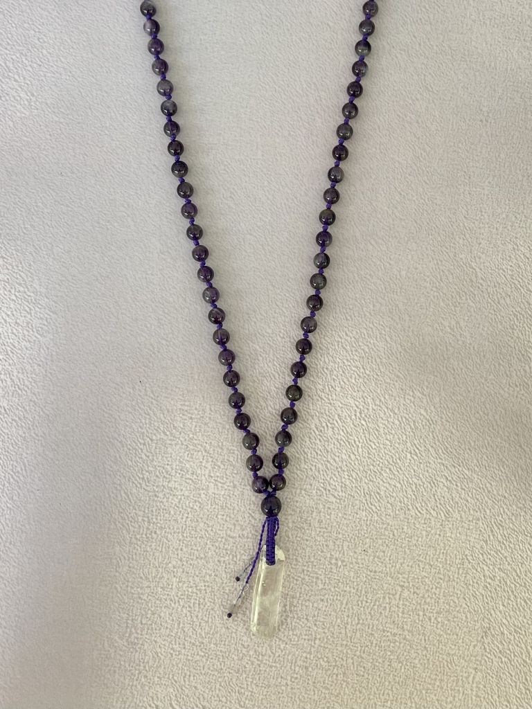 Clear Crystal Necklace | Amethyst Crystal Necklace | Mala Elements