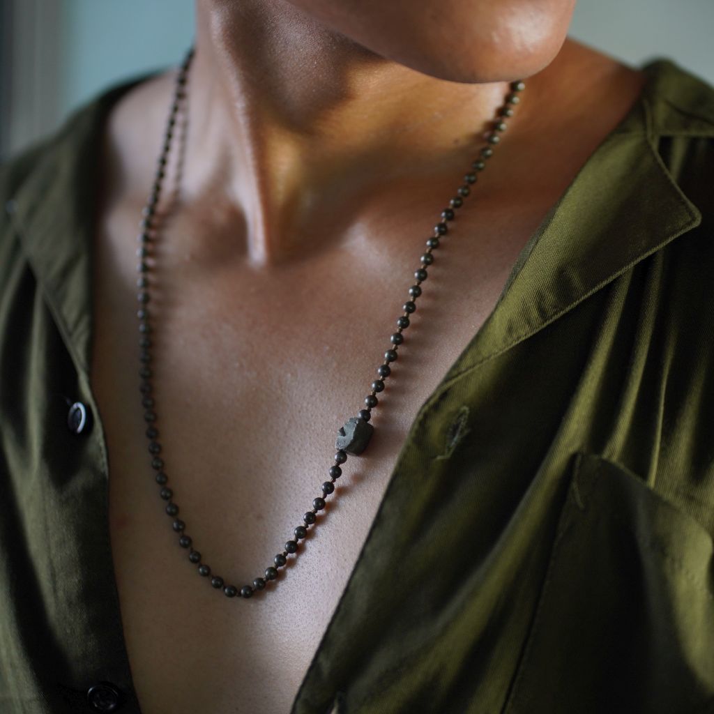 Pyrite Stone Necklace | Pyrite Mala Necklace | Mala Elements