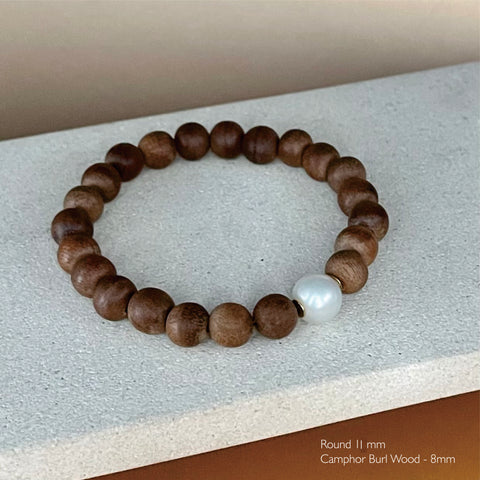 Ella South Sea Pearl & Wood bracelets