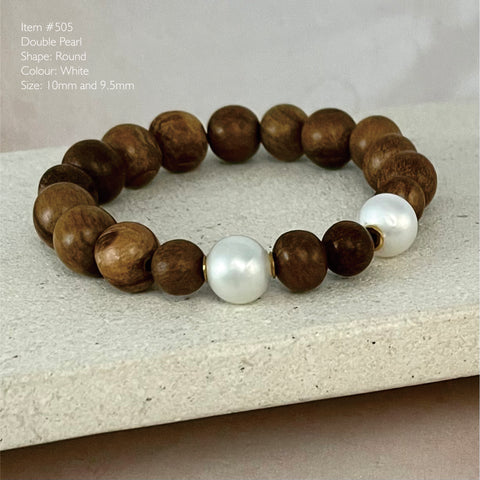 Women's Wood Bracelet | South Sea Pearl Bracelet | Mala Elements