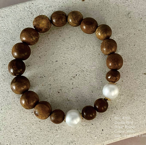 Ella South Sea Pearl & Wood bracelets