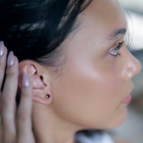 Natural Ruby Stud Earrings in Gold Vermeil