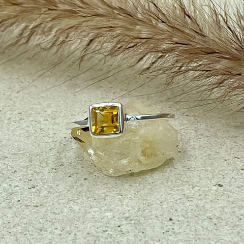 Citrine Princess Cut Square Fine Rings