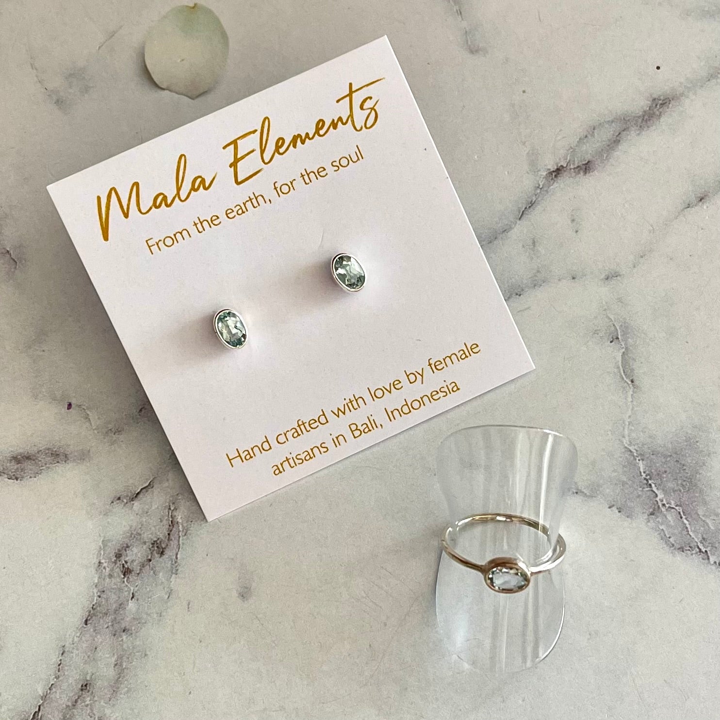 Aquamarine Stud Earrings | Fine Stud Earrings | Mala Elements