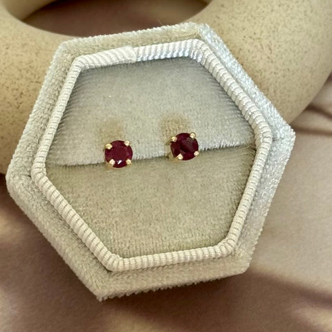 Natural Ruby Stud Earrings in Gold Vermeil
