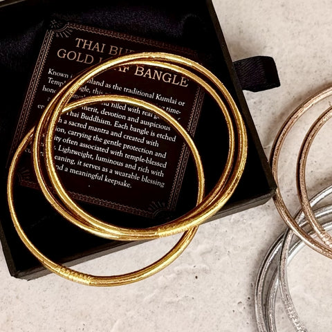 Authentic Thai Buddhist Temple Bangle (Kumlai) Thin