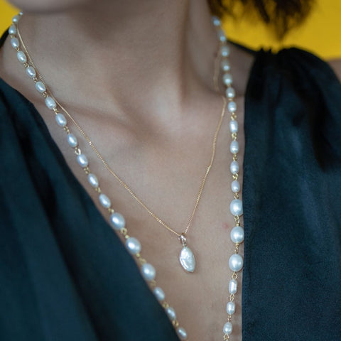 Biwa Pearl Pendants | Gold Pearl Pendants | Mala Elements