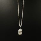 Biwa Pearl Chain | Sterling Silver Pendant | Mala Elements