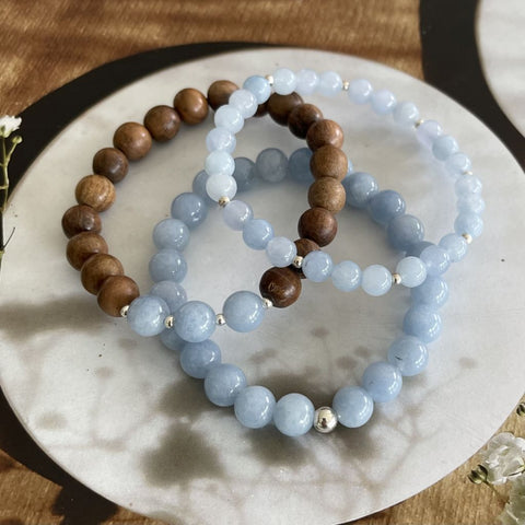 Aquamarine Beaded Bracelets | Mala Elements