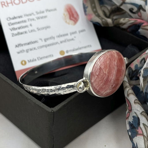 Rhodochrosite Silver Bracelets | Genuine Bracelet | Mala Elements