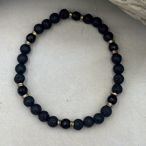 Onyx & Lava Stone Men's Bracelet