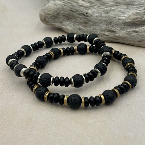 Onyx & Lava Stone Men's Bracelet