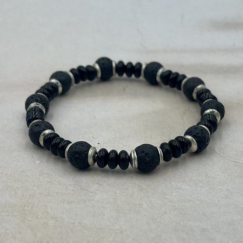 Onyx & Lava Stone Men's Bracelet