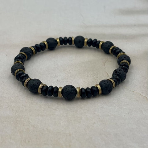 Onyx & Lava Stone Men's Bracelet
