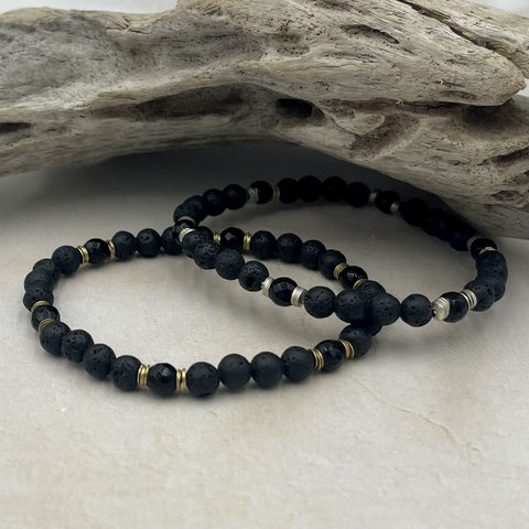 Onyx & Lava Stone Men's Bracelet