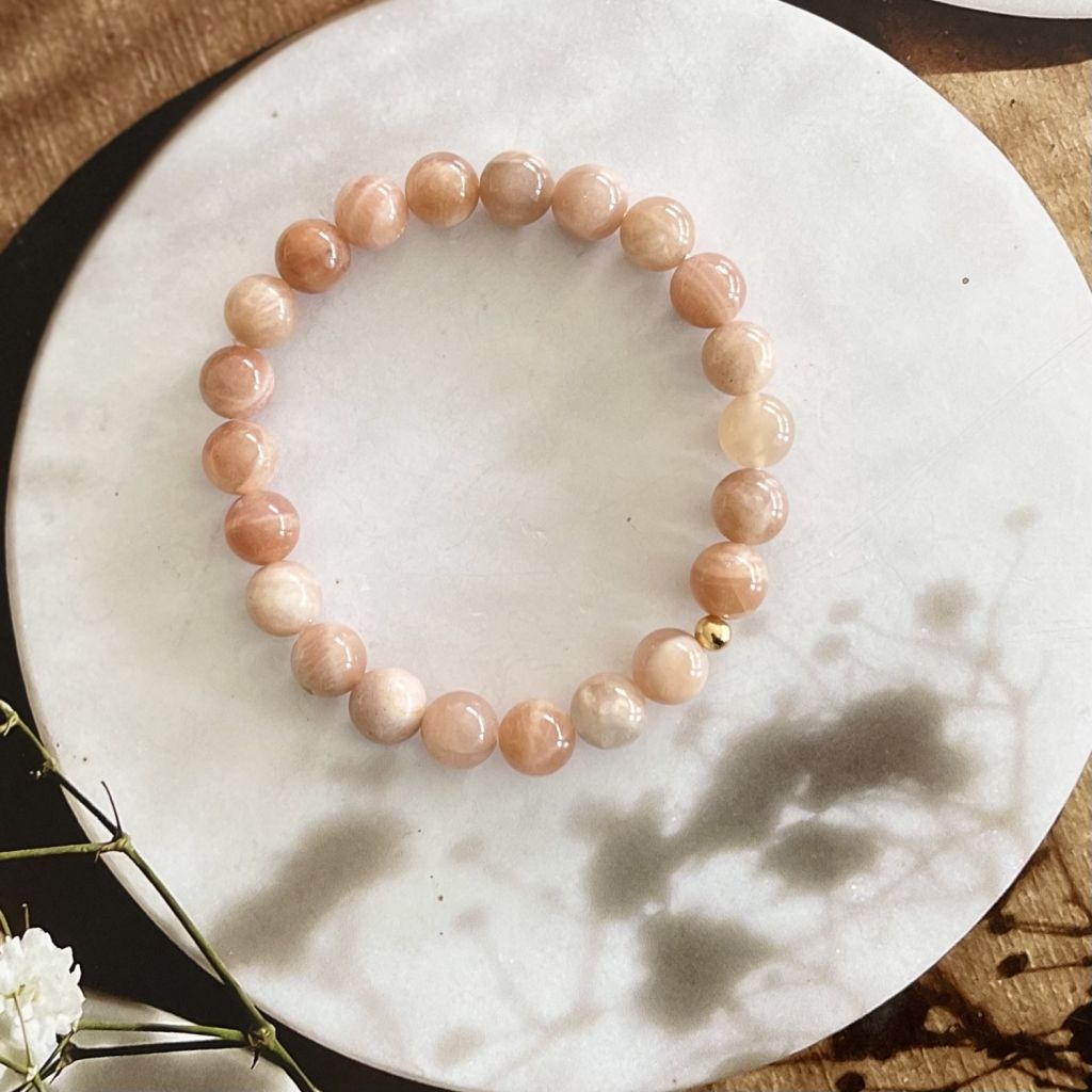 Peach Moonstone Bracelets | Agarwood Bracelets | Mala Elements