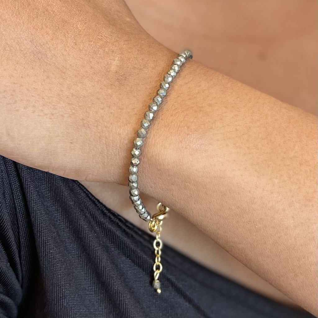 Fine Pyrite Bracelet | Black Stone Bracelet | Mala Elements