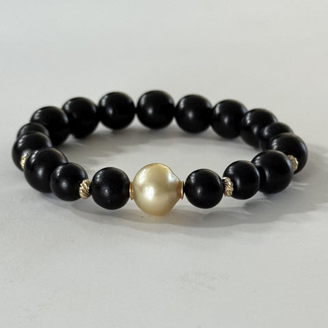 Phoenix Gold – Ebony & South Sea Pearl Bracelet