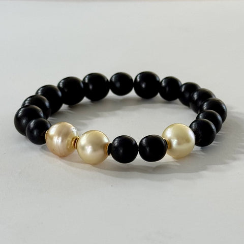 Phoenix Gold – Ebony & South Sea Pearl Bracelet