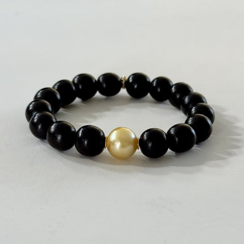 Phoenix Gold – Ebony & South Sea Pearl Bracelet