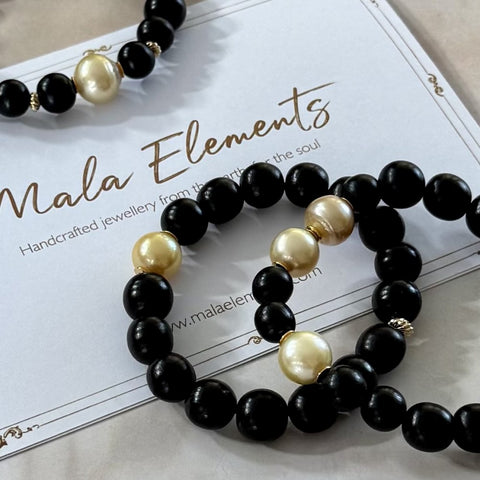 Phoenix Gold – Ebony & South Sea Pearl Bracelet