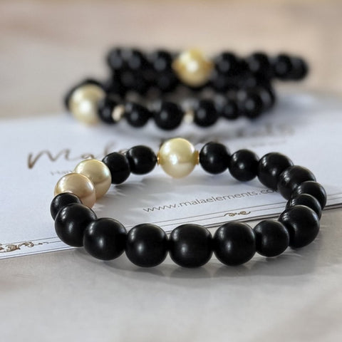 Phoenix Gold – Ebony & South Sea Pearl Bracelet