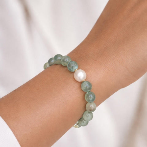 Moss Aquamarine & South Sea Pearl Bracelet