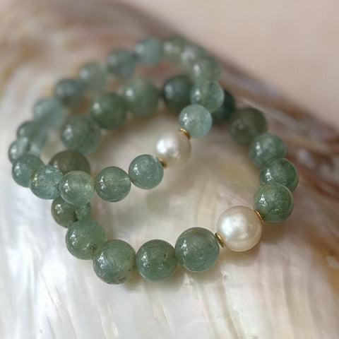 Moss Aquamarine & South Sea Pearl Bracelet