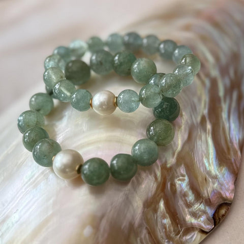 Moss Aquamarine & South Sea Pearl Bracelet