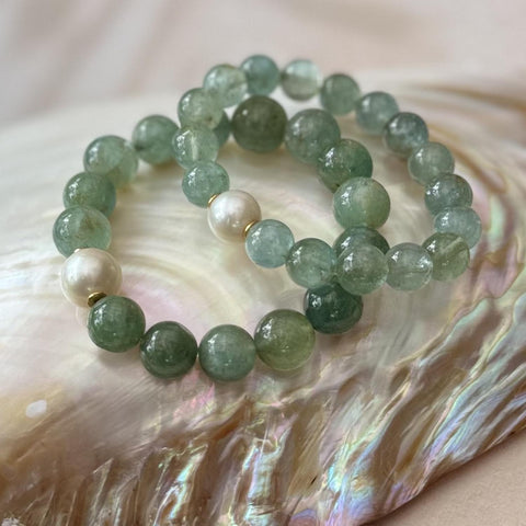 Moss Aquamarine & South Sea Pearl Bracelet