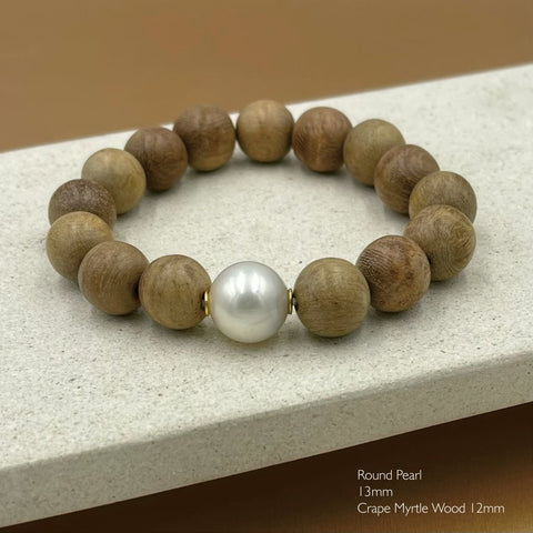 Ella South Sea Pearl & Wood bracelets