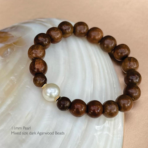 Ella South Sea Pearl & Wood bracelets